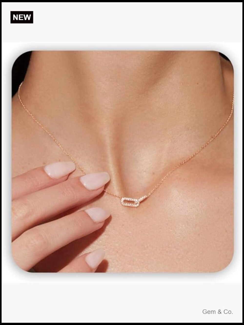 Dainty Gold Paperclip Choker Necklace, Minimalist Oval Pendant Jewelry